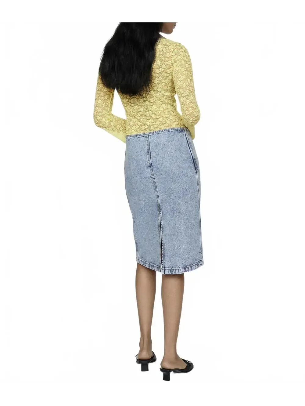 Mango Falda Denim Midi Skirt with Belt Indigo Blue Wash NWT XS